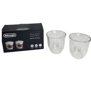 DeLonghi 2 Clear Double Walled Cappuccino Glass 270ML- 9.1 FL